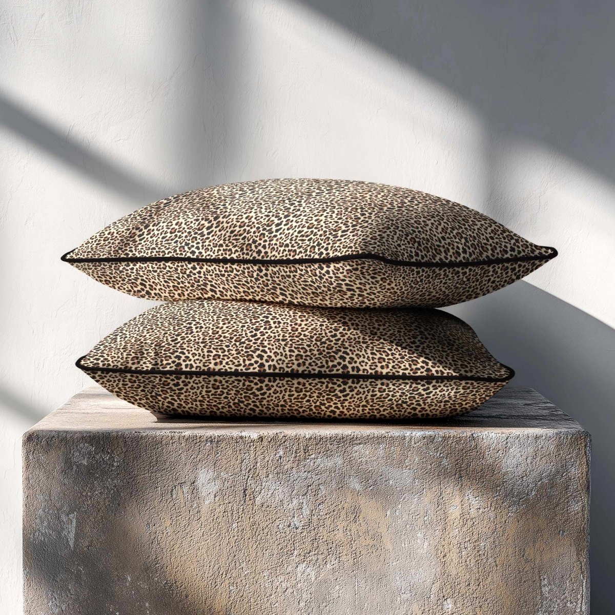 Leopard Print | Sustainable Velvet Rectangle Cushion - Cream 50 x 30 cm Piped by Izabela Peters