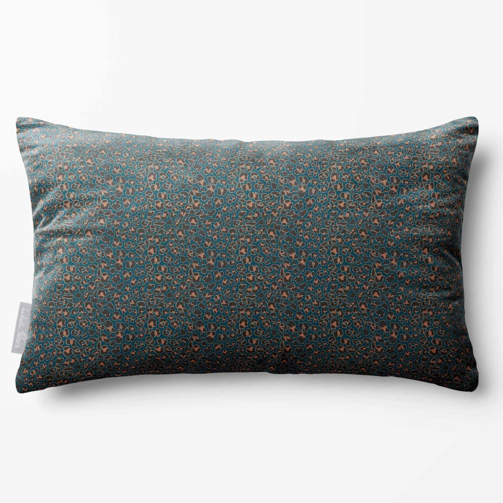 Leopard Print | Sustainable Velvet Rectangle Cushion - Teal 50 x 30 cm Standard by Izabela Peters