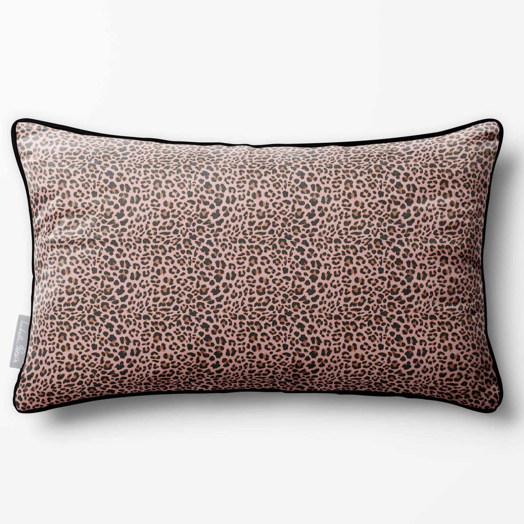 Leopard Print | Sustainable Velvet Rectangle Cushion - Rosewater 50 x 30 cm Piped by Izabela Peters