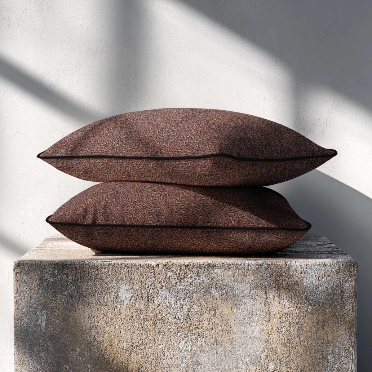 Leopard Print | Sustainable Velvet Rectangle Cushion - Italian Grape 50 x 30 cm Piped by Izabela Peters
