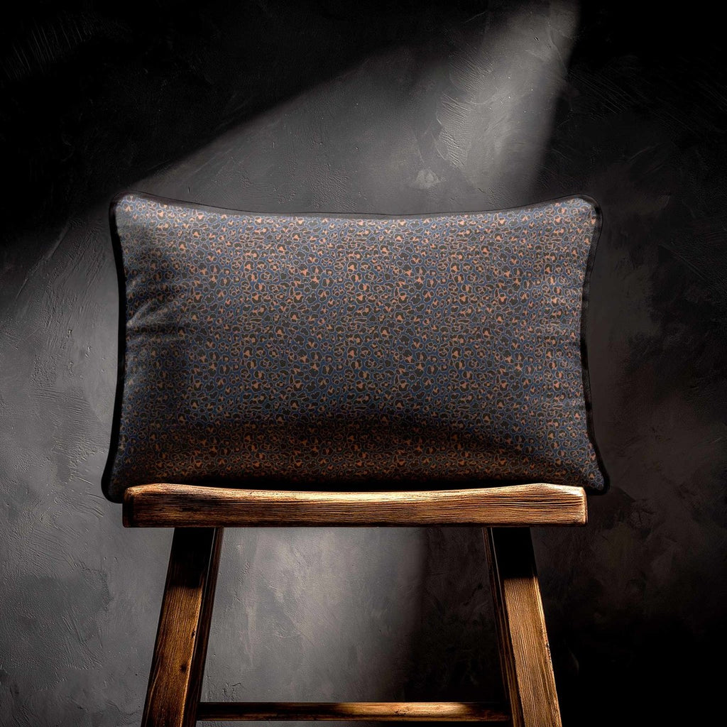 Leopard Print | Sustainable Velvet Rectangle Cushion - Petrol Blue 50 x 30 cm Piped by Izabela Peters