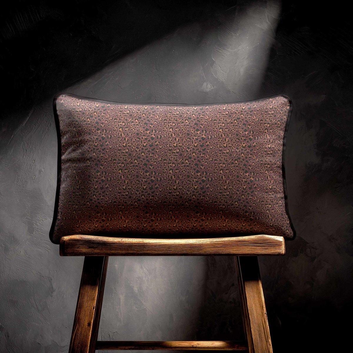 Leopard Print | Sustainable Velvet Rectangle Cushion - Italian Grape 50 x 30 cm Piped by Izabela Peters