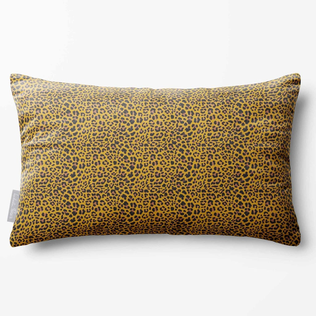 Leopard Print | Sustainable Velvet Rectangle Cushion - Mustard Ochre 50 x 30 cm Standard by Izabela Peters