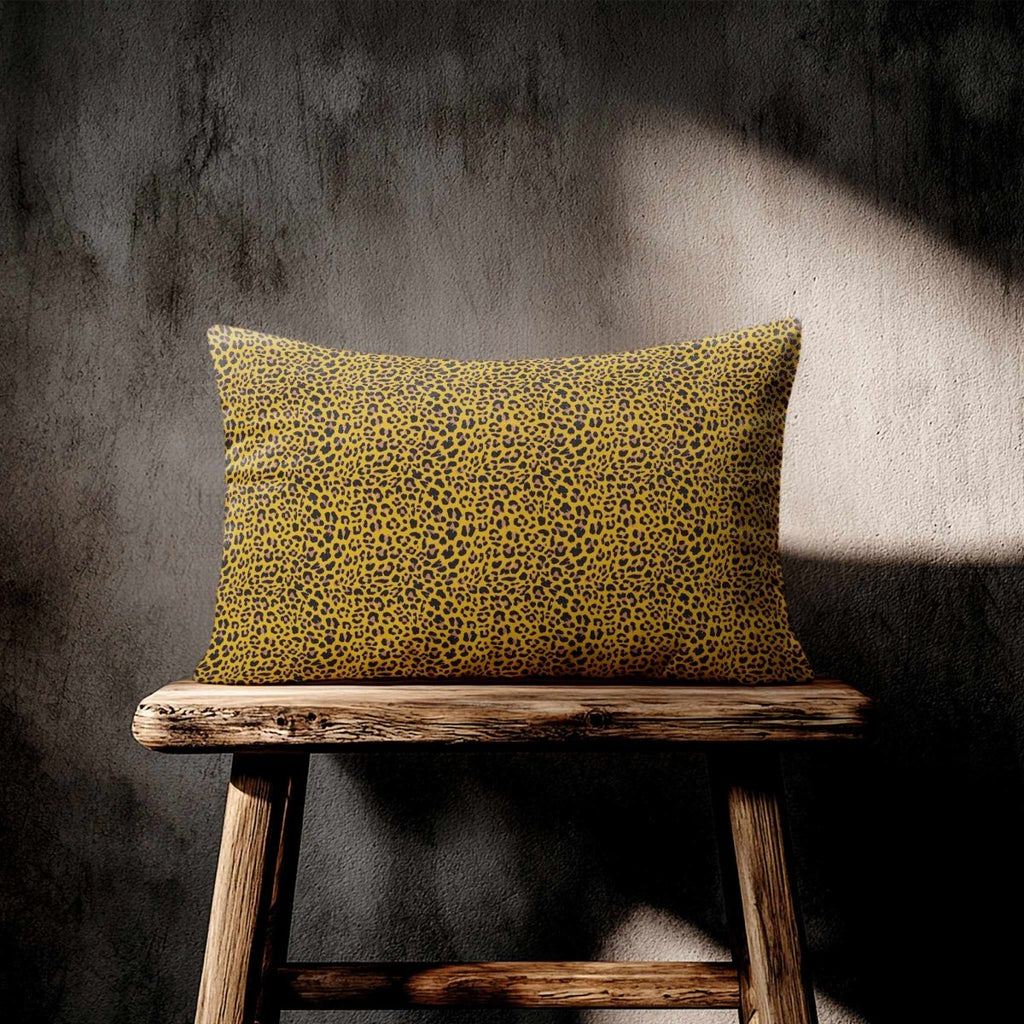 Leopard Print | Sustainable Velvet Rectangle Cushion - Mustard Ochre 50 x 30 cm Standard by Izabela Peters