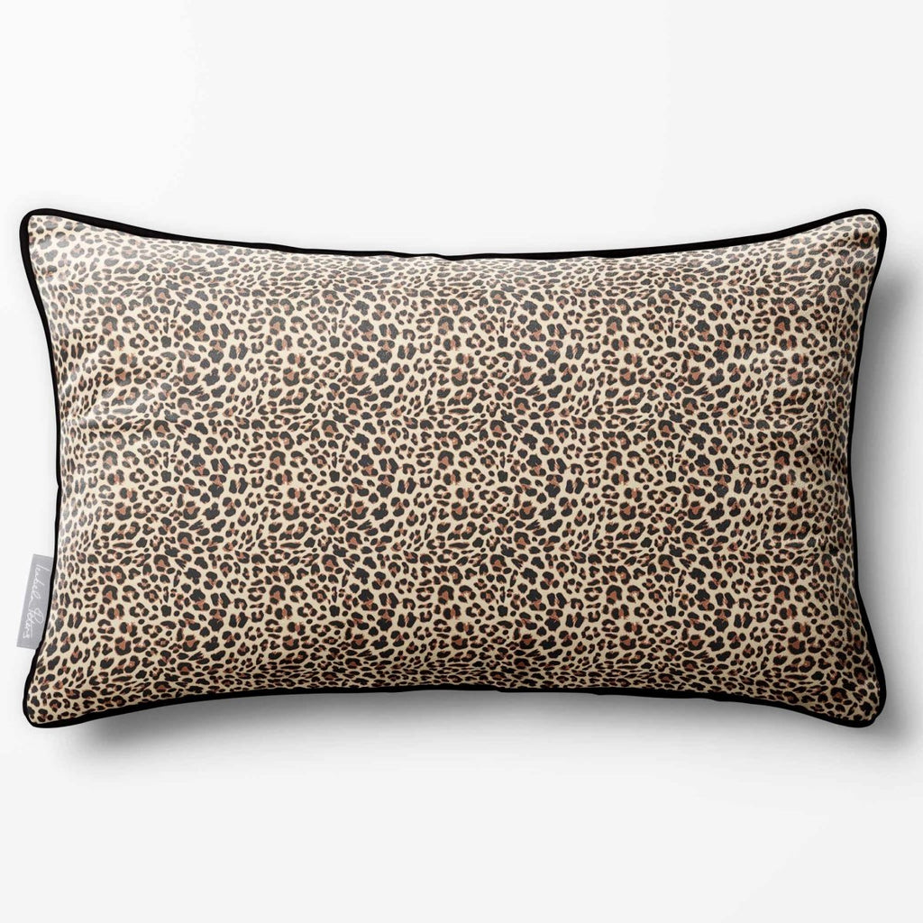 Leopard Print | Sustainable Velvet Rectangle Cushion - Cream 50 x 30 cm Piped by Izabela Peters