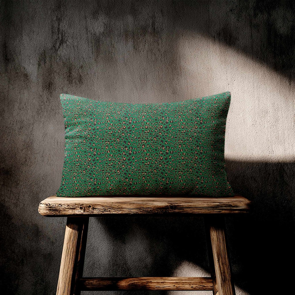 Leopard Print | Sustainable Velvet Rectangle Cushion - Emerald Green 50 x 30 cm Standard by Izabela Peters