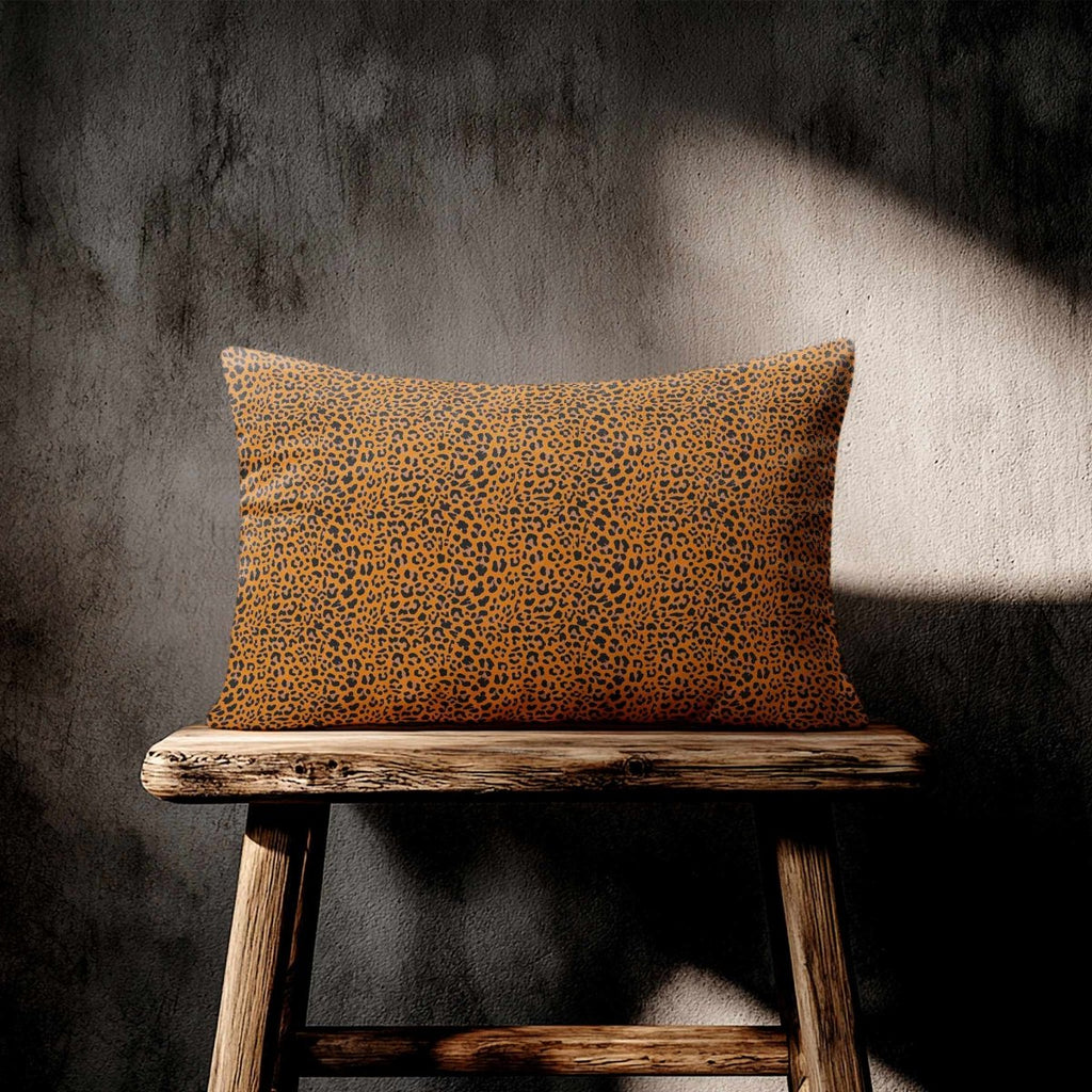 Leopard Print | Sustainable Velvet Rectangle Cushion - Orange 50 x 30 cm Standard by Izabela Peters