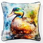Mallard on Wilfin Beck | Sustainable Velvet Cushion - 40 x 40 cm Piped by Izabela Peters