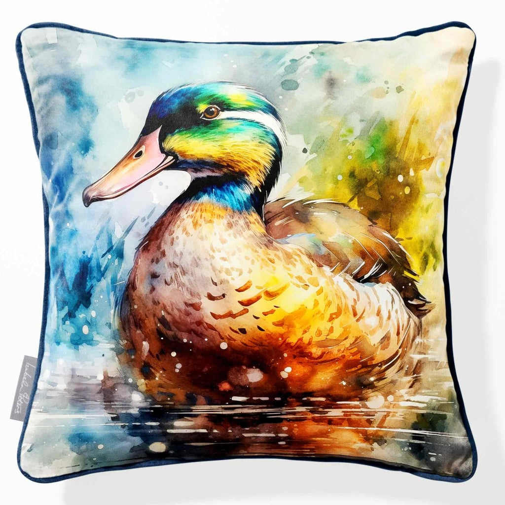 Mallard on Wilfin Beck | Sustainable Velvet Cushion - 40 x 40 cm Piped by Izabela Peters