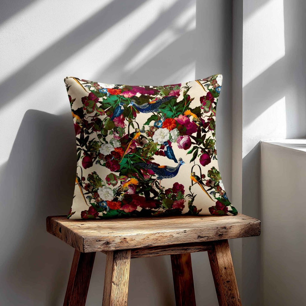 Manor House Garden | Sustainable Velvet Cushion - Ivory Cream 40 x 40 cm Smooth by Izabela Peters