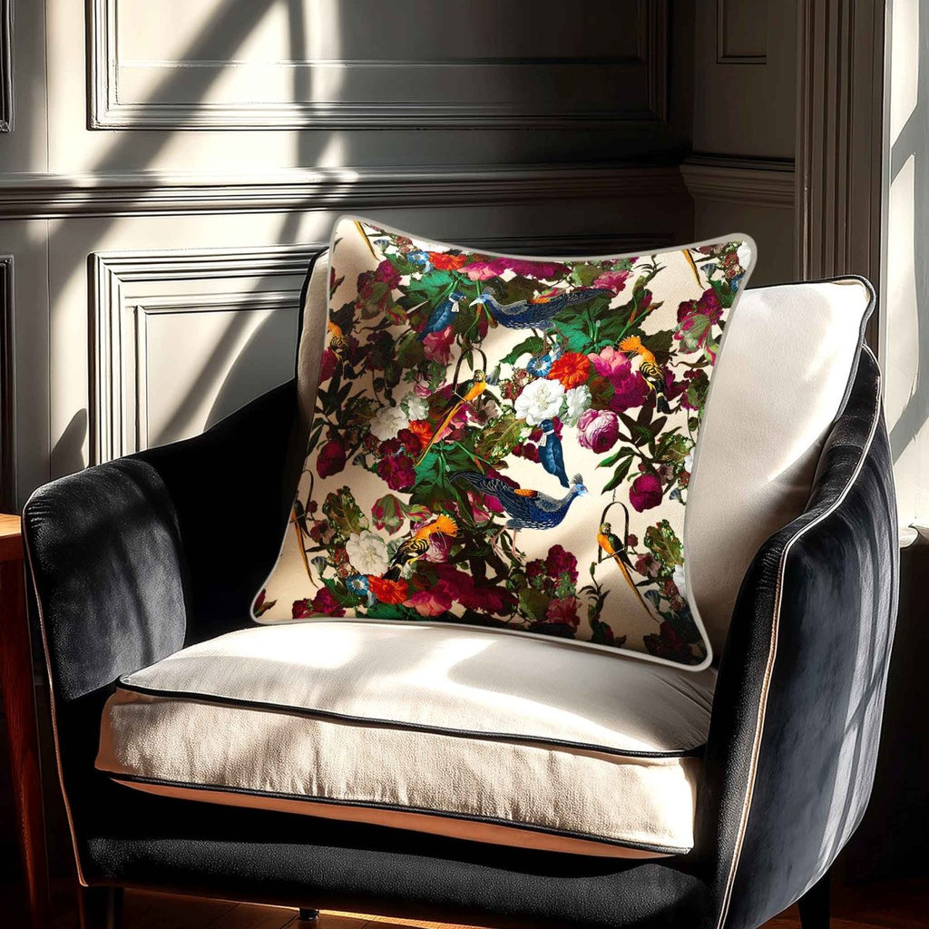 Manor House Garden | Sustainable Velvet Cushion - Ivory Cream 40 x 40 cm Smooth by Izabela Peters
