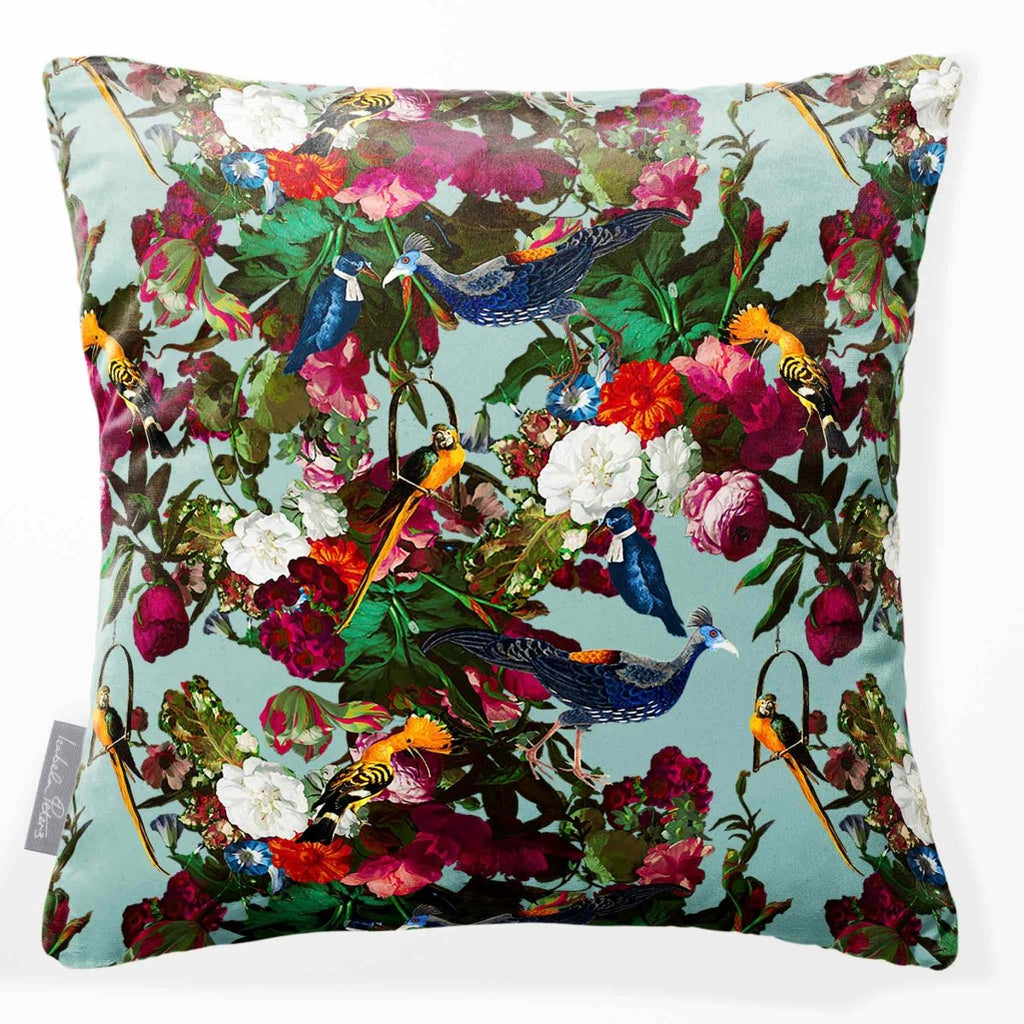 Manor House Garden | Sustainable Velvet Cushion - Blue Surf 40 x 40 cm Smooth by Izabela Peters