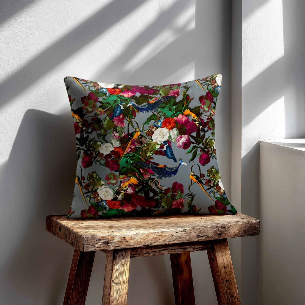 Manor House Garden | Sustainable Velvet Cushion - French Grey 40 x 40 cm Smooth by Izabela Peters