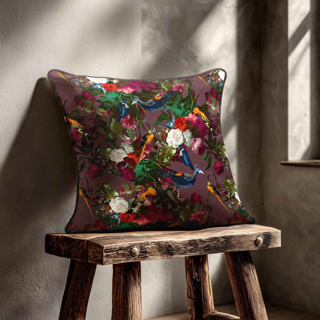 Manor House Garden | Sustainable Velvet Cushion - Italian Grape 40 x 40 cm Smooth by Izabela Peters