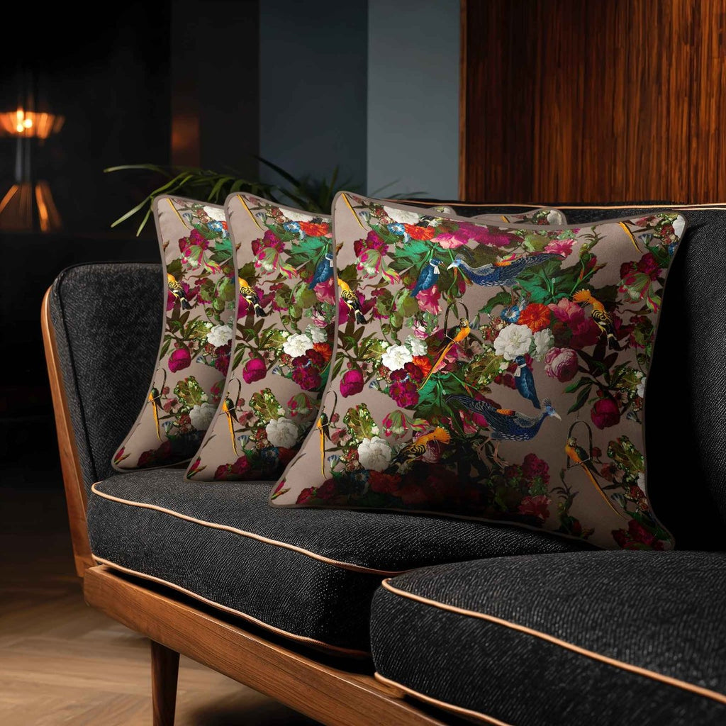 Manor House Garden | Sustainable Velvet Cushion - Dovedale Stone 40 x 40 cm Smooth by Izabela Peters