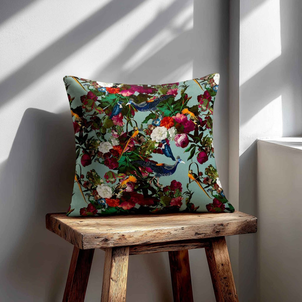 Manor House Garden | Sustainable Velvet Cushion - Blue Surf 40 x 40 cm Smooth by Izabela Peters