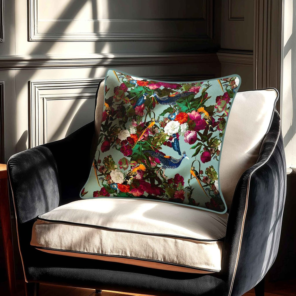 Manor House Garden | Sustainable Velvet Cushion - Blue Surf 40 x 40 cm Smooth by Izabela Peters