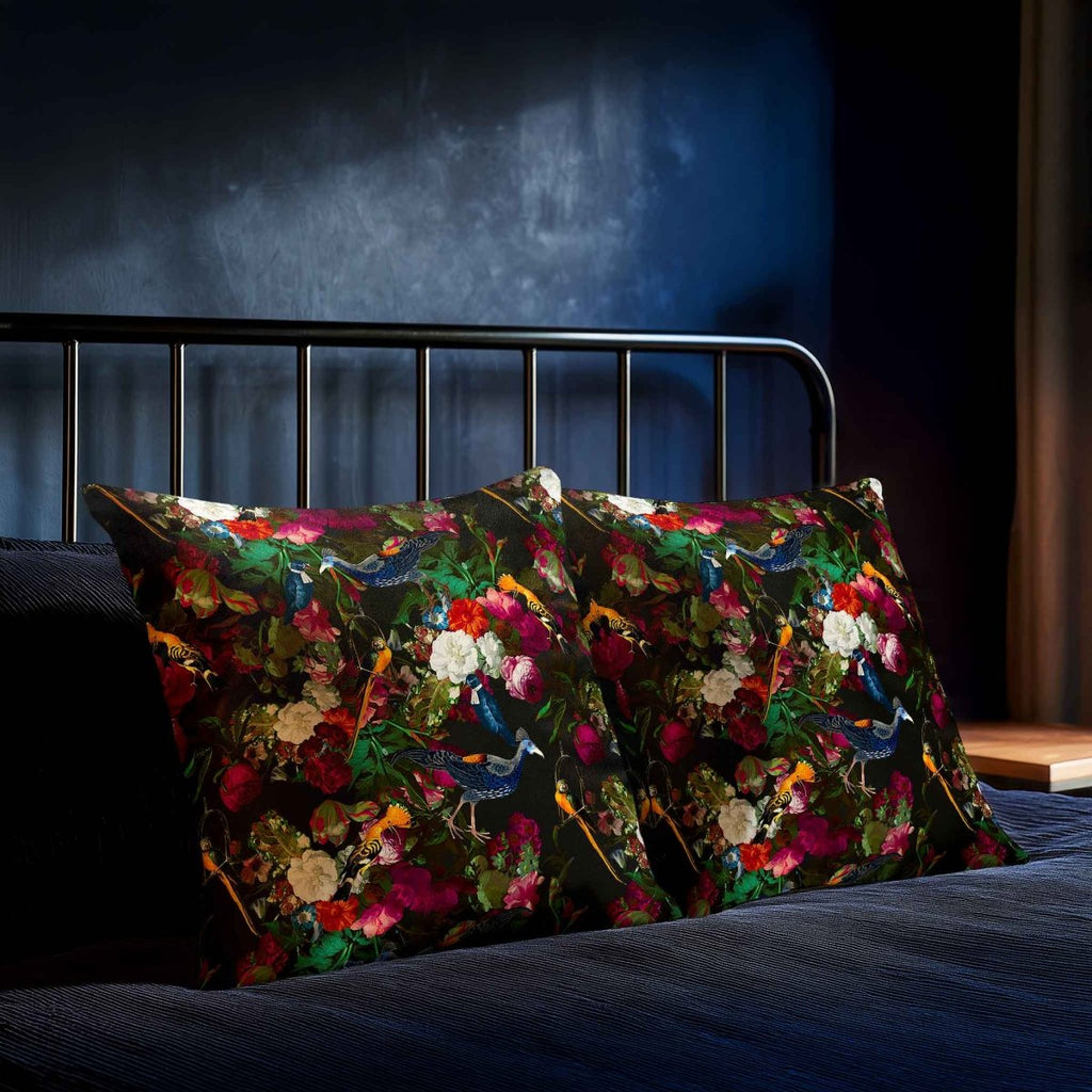 Manor House Garden | Sustainable Velvet Cushion - Charcoal 40 x 40 cm Smooth by Izabela Peters