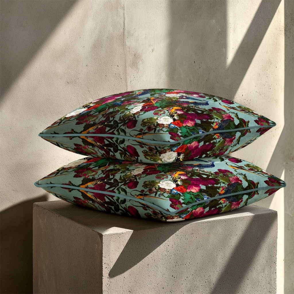 Manor House Garden | Sustainable Velvet Cushion - Blue Surf 40 x 40 cm Smooth by Izabela Peters