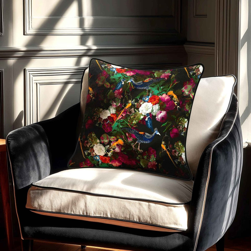 Manor House Garden | Sustainable Velvet Cushion - Charcoal 40 x 40 cm Smooth by Izabela Peters