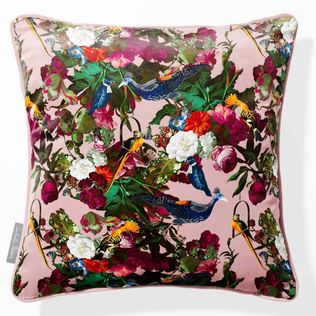 Manor House Garden | Sustainable Velvet Cushion - Rosewater 40 x 40 cm Piped by Izabela Peters