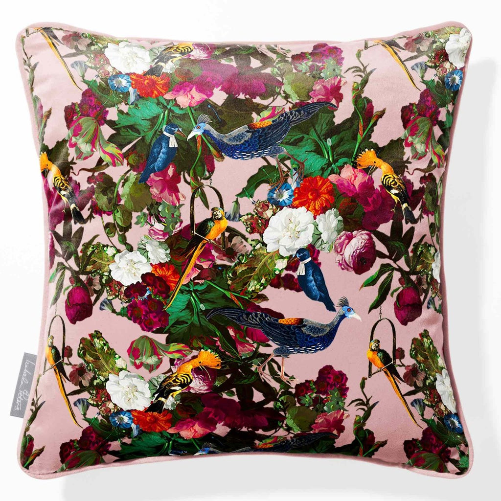 Manor House Garden | Sustainable Velvet Cushion - Rosewater 40 x 40 cm Piped by Izabela Peters