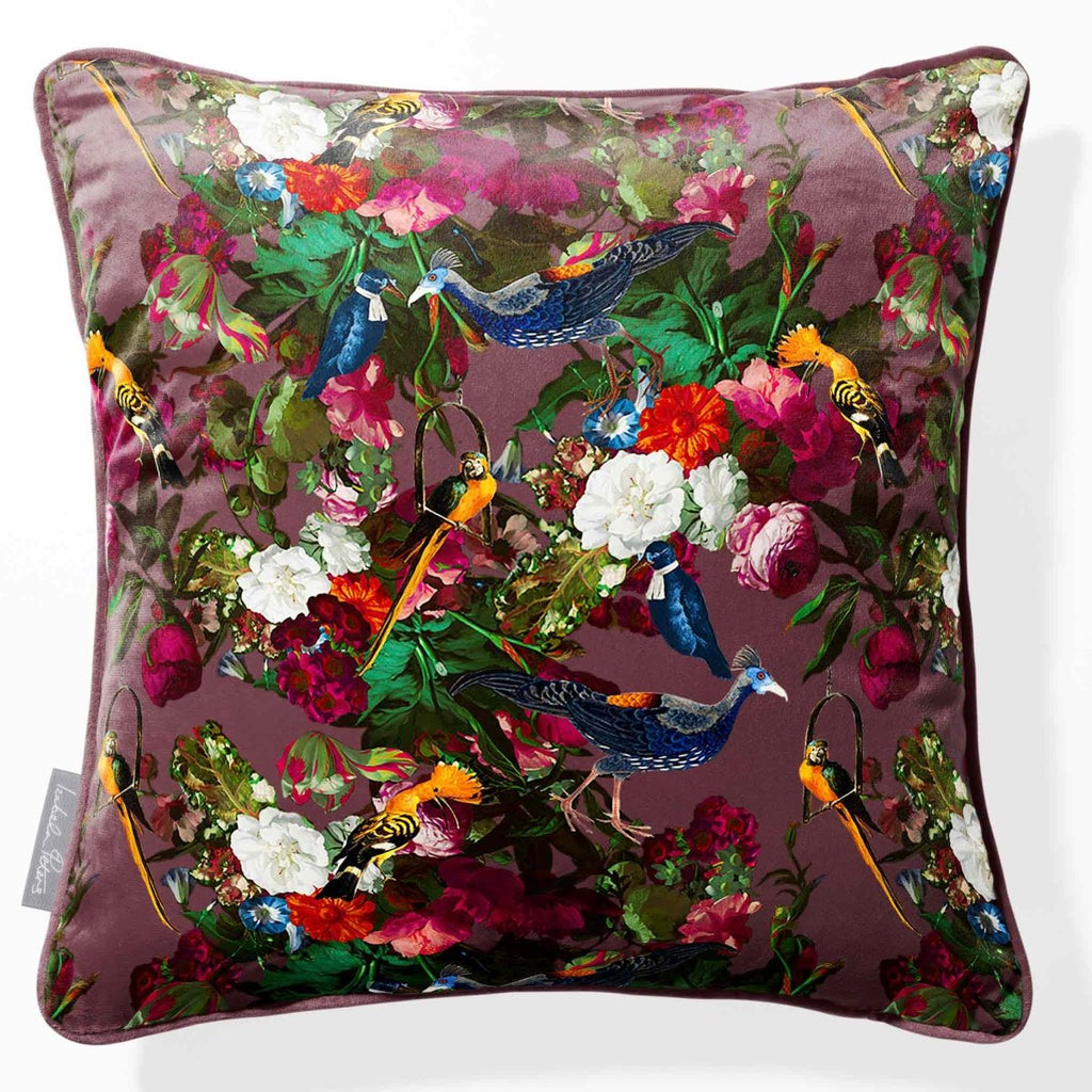 Manor House Garden | Sustainable Velvet Cushion - Italian Grape 40 x 40 cm Piped by Izabela Peters