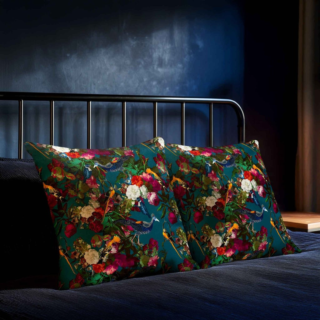 Manor House Garden | Sustainable Velvet Cushion - Teal 40 x 40 cm Smooth by Izabela Peters