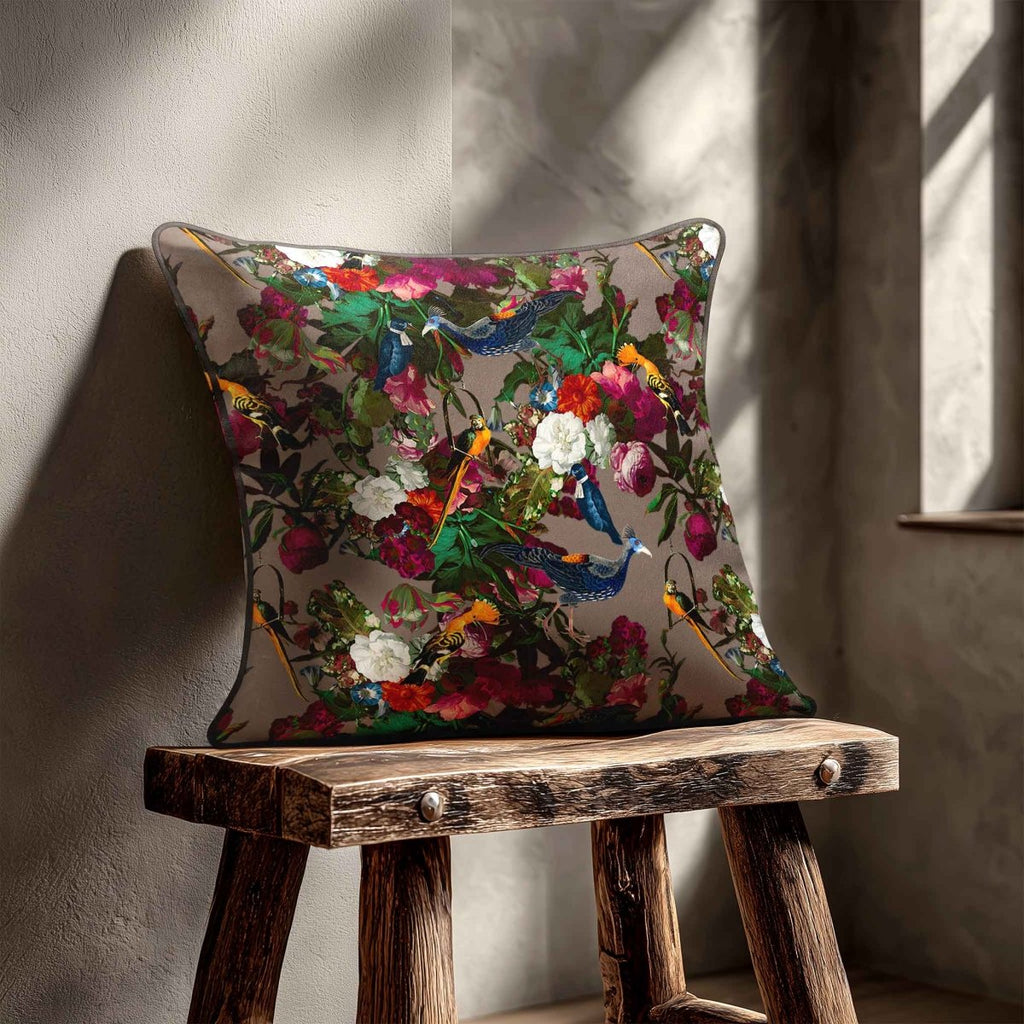 Manor House Garden | Sustainable Velvet Cushion - Dovedale Stone 40 x 40 cm Smooth by Izabela Peters