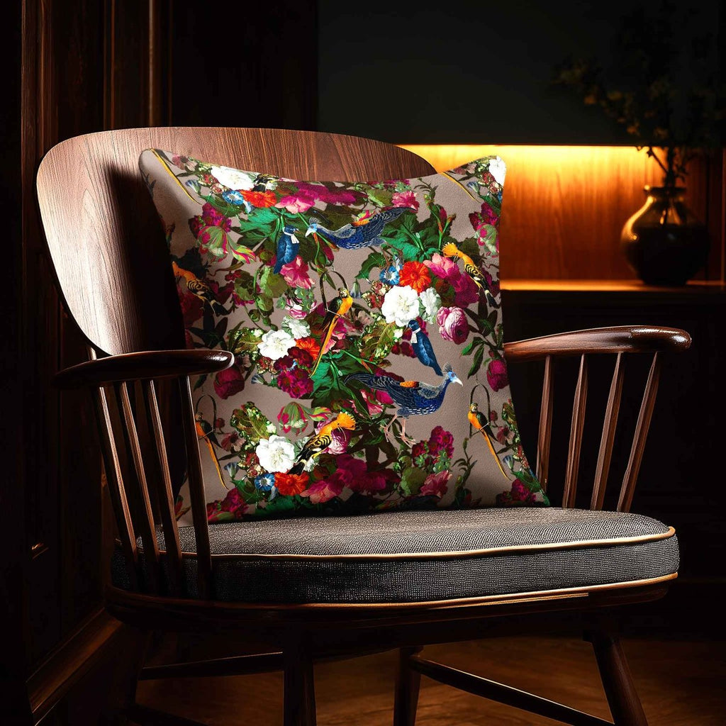 Manor House Garden | Sustainable Velvet Cushion - Dovedale Stone 40 x 40 cm Smooth by Izabela Peters