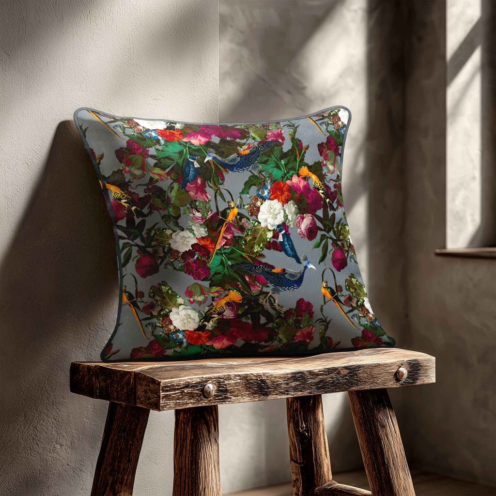 Manor House Garden | Sustainable Velvet Cushion - French Grey 40 x 40 cm Smooth by Izabela Peters