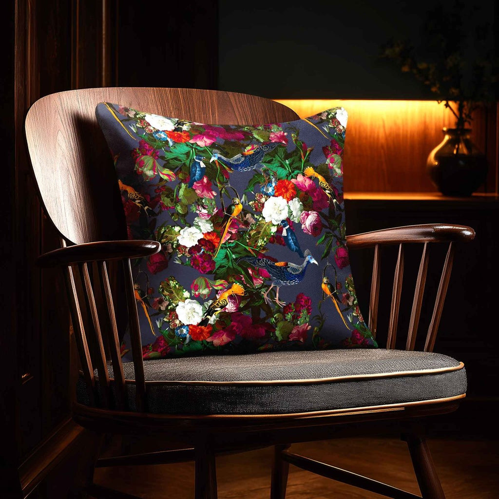 Manor House Garden | Sustainable Velvet Cushion - Graphite 40 x 40 cm Smooth by Izabela Peters