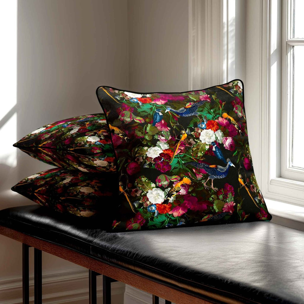 Manor House Garden | Sustainable Velvet Cushion - Charcoal 40 x 40 cm Smooth by Izabela Peters
