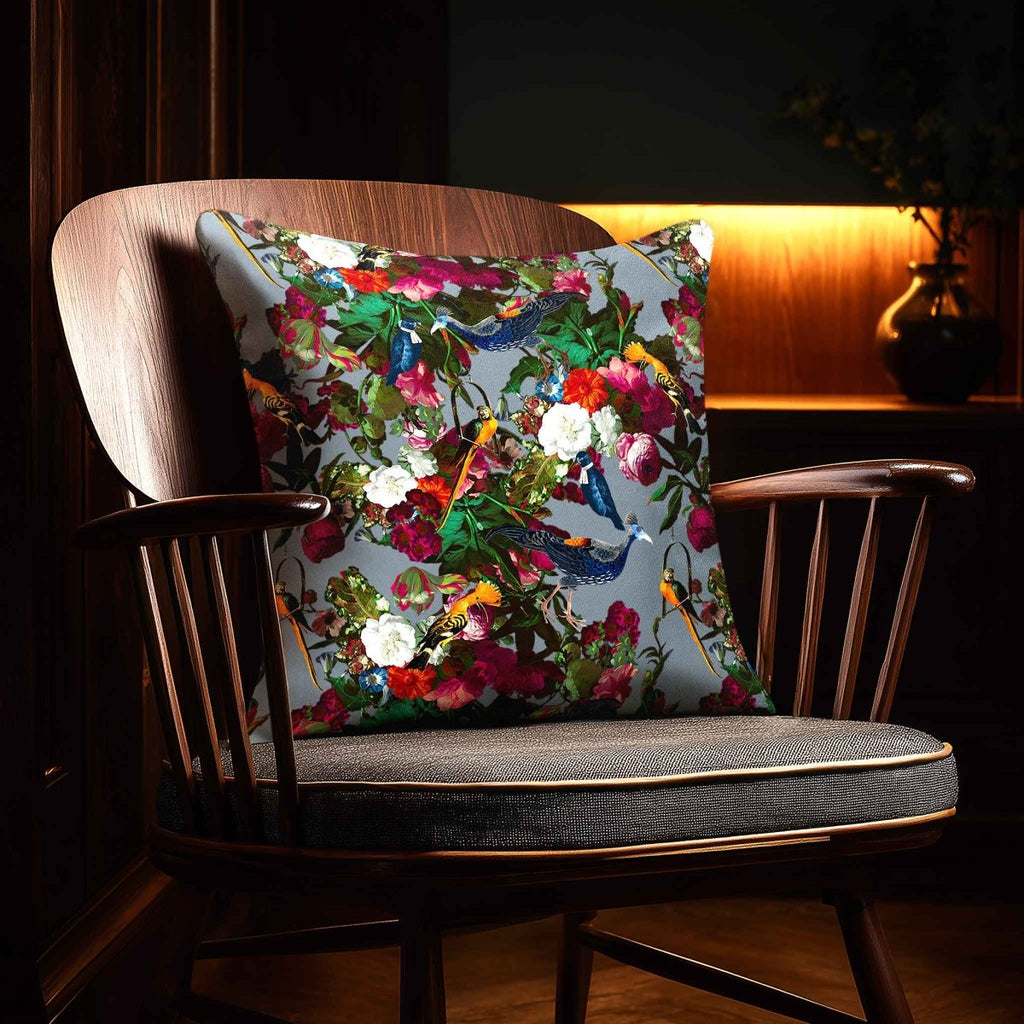 Manor House Garden | Sustainable Velvet Cushion - French Grey 40 x 40 cm Smooth by Izabela Peters