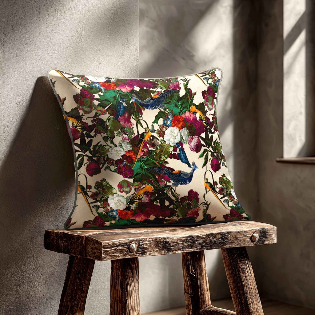 Manor House Garden | Sustainable Velvet Cushion - Ivory Cream 40 x 40 cm Smooth by Izabela Peters
