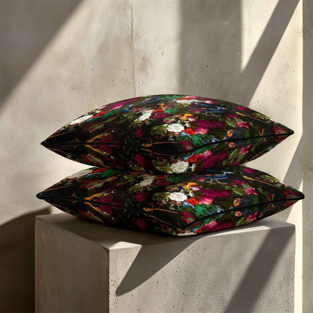 Manor House Garden | Sustainable Velvet Cushion - Charcoal 40 x 40 cm Smooth by Izabela Peters