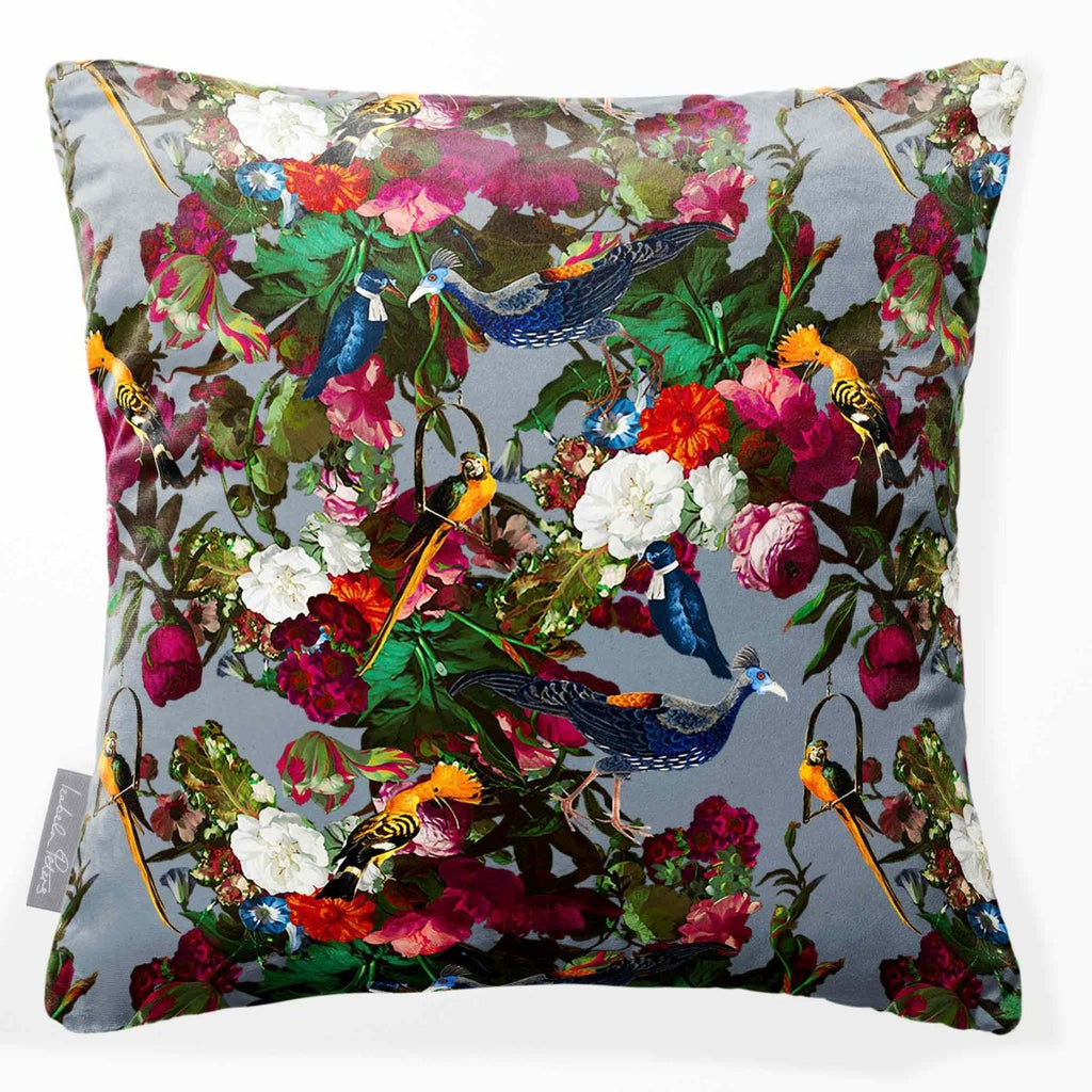 Manor House Garden | Sustainable Velvet Cushion - French Grey 40 x 40 cm Smooth by Izabela Peters
