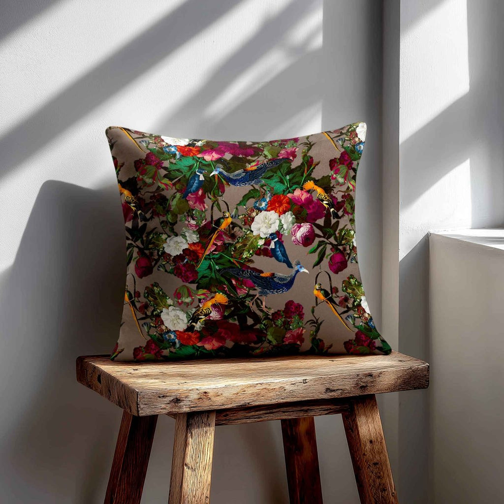 Manor House Garden | Sustainable Velvet Cushion - Dovedale Stone 40 x 40 cm Smooth by Izabela Peters