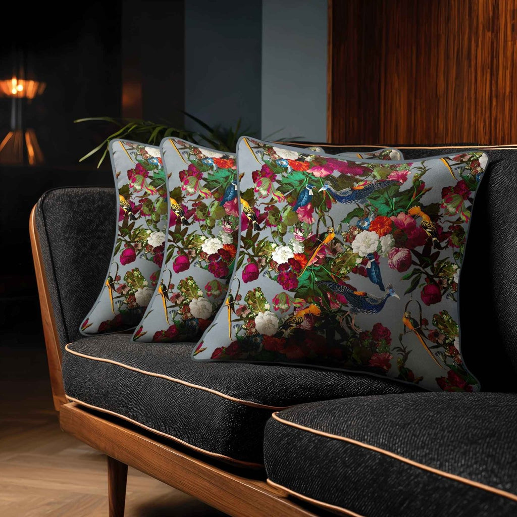 Manor House Garden | Sustainable Velvet Cushion - French Grey 40 x 40 cm Smooth by Izabela Peters