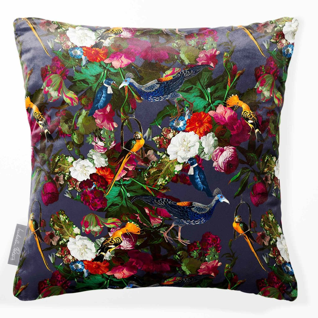 Manor House Garden | Sustainable Velvet Cushion - Graphite 40 x 40 cm Smooth by Izabela Peters