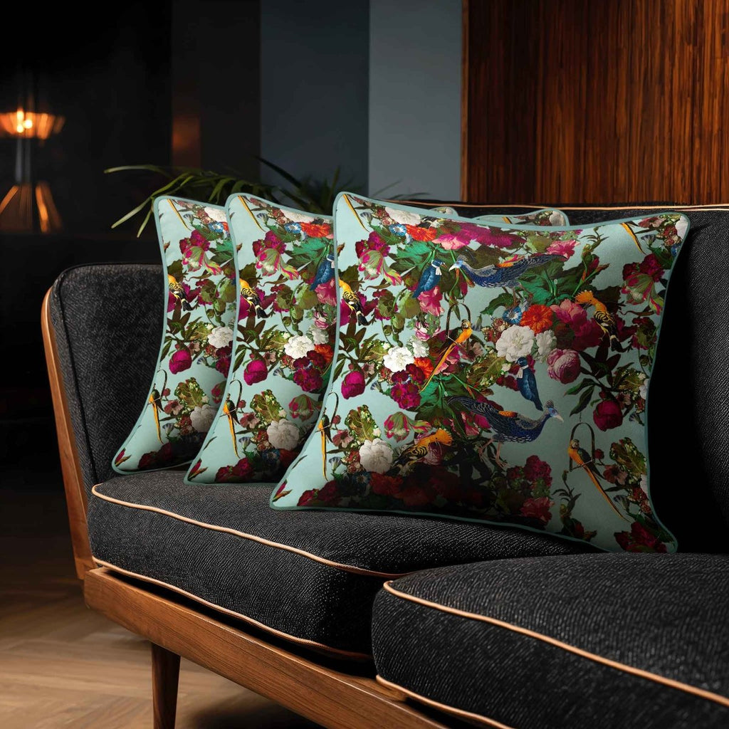 Manor House Garden | Sustainable Velvet Cushion - Blue Surf 40 x 40 cm Smooth by Izabela Peters