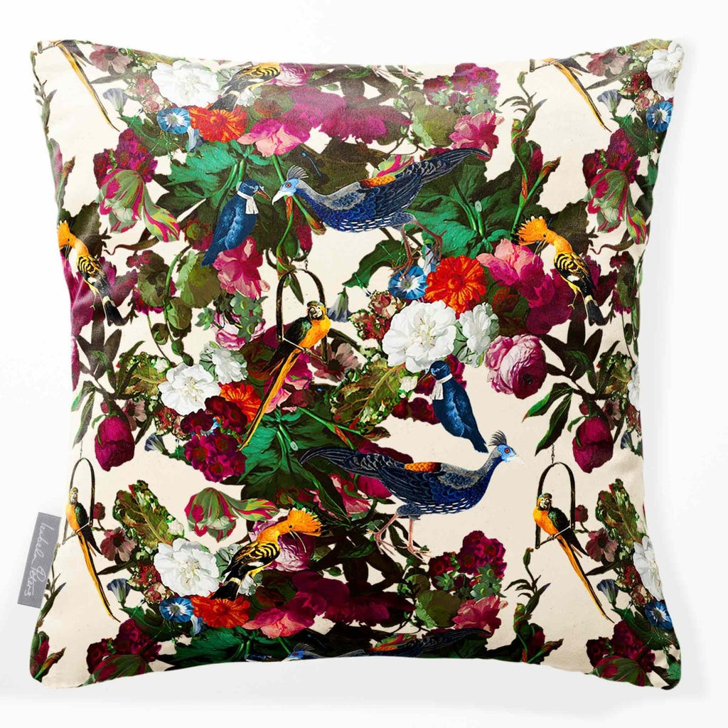 Manor House Garden | Sustainable Velvet Cushion - Ivory Cream 40 x 40 cm Smooth by Izabela Peters