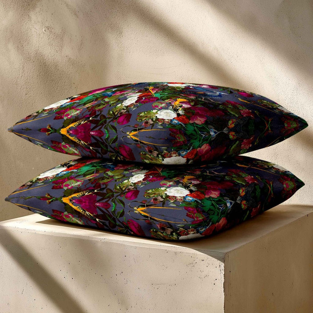 Manor House Garden | Sustainable Velvet Cushion - Graphite 40 x 40 cm Smooth by Izabela Peters