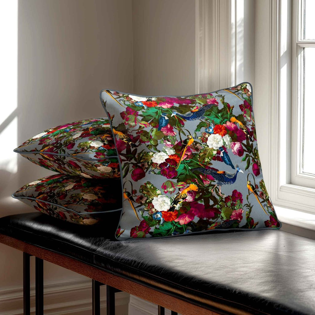 Manor House Garden | Sustainable Velvet Cushion - French Grey 40 x 40 cm Smooth by Izabela Peters