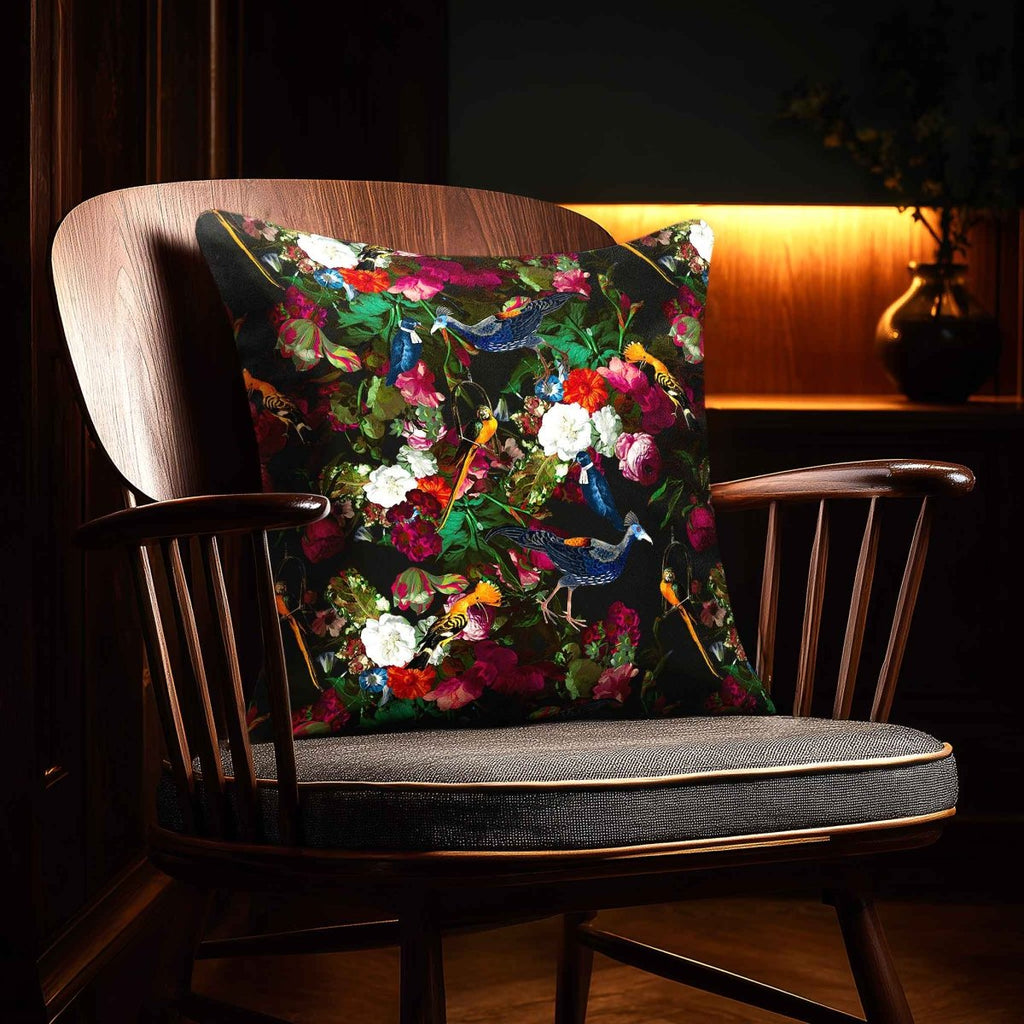 Manor House Garden | Sustainable Velvet Cushion - Charcoal 40 x 40 cm Smooth by Izabela Peters