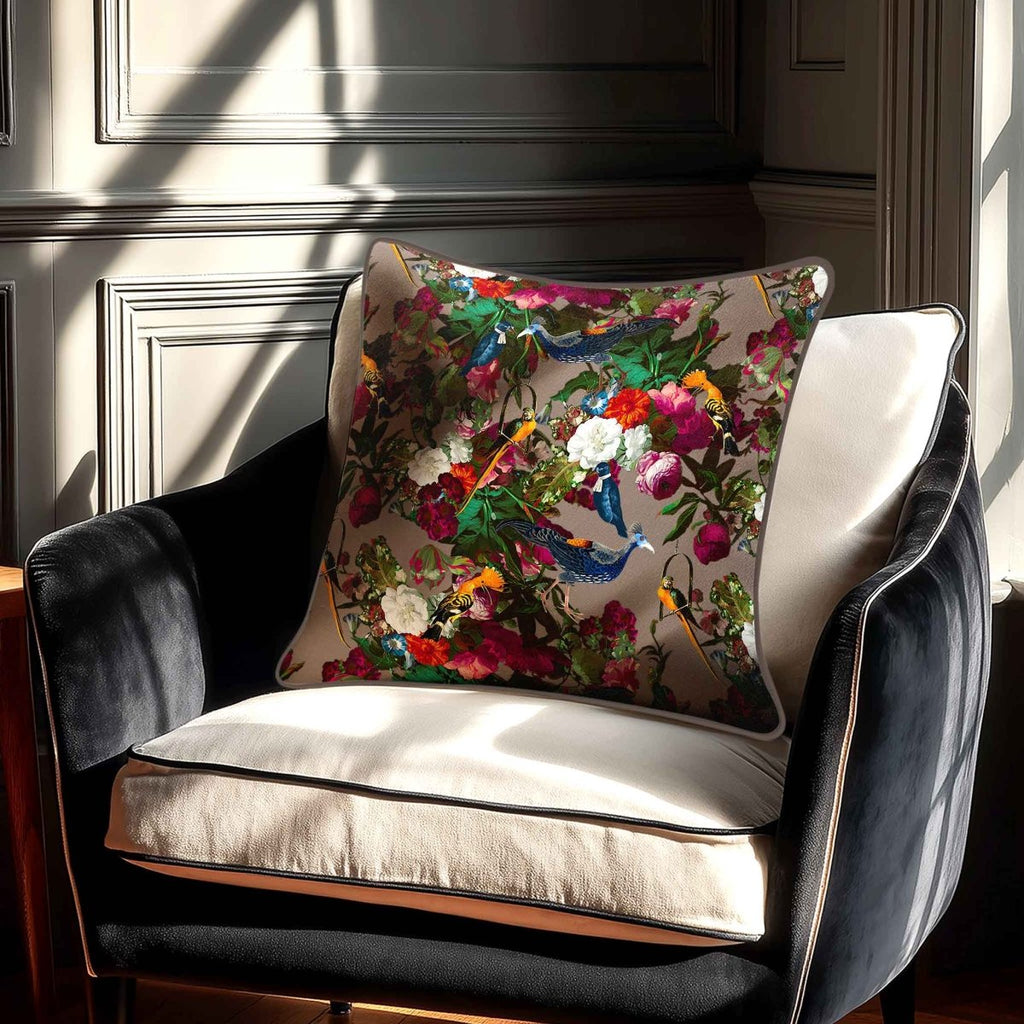 Manor House Garden | Sustainable Velvet Cushion - Dovedale Stone 40 x 40 cm Smooth by Izabela Peters
