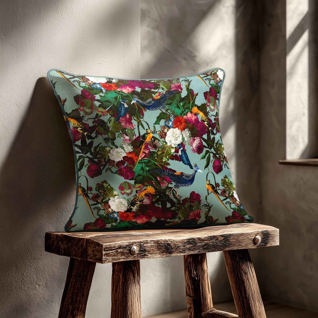 Manor House Garden | Sustainable Velvet Cushion - Blue Surf 40 x 40 cm Smooth by Izabela Peters