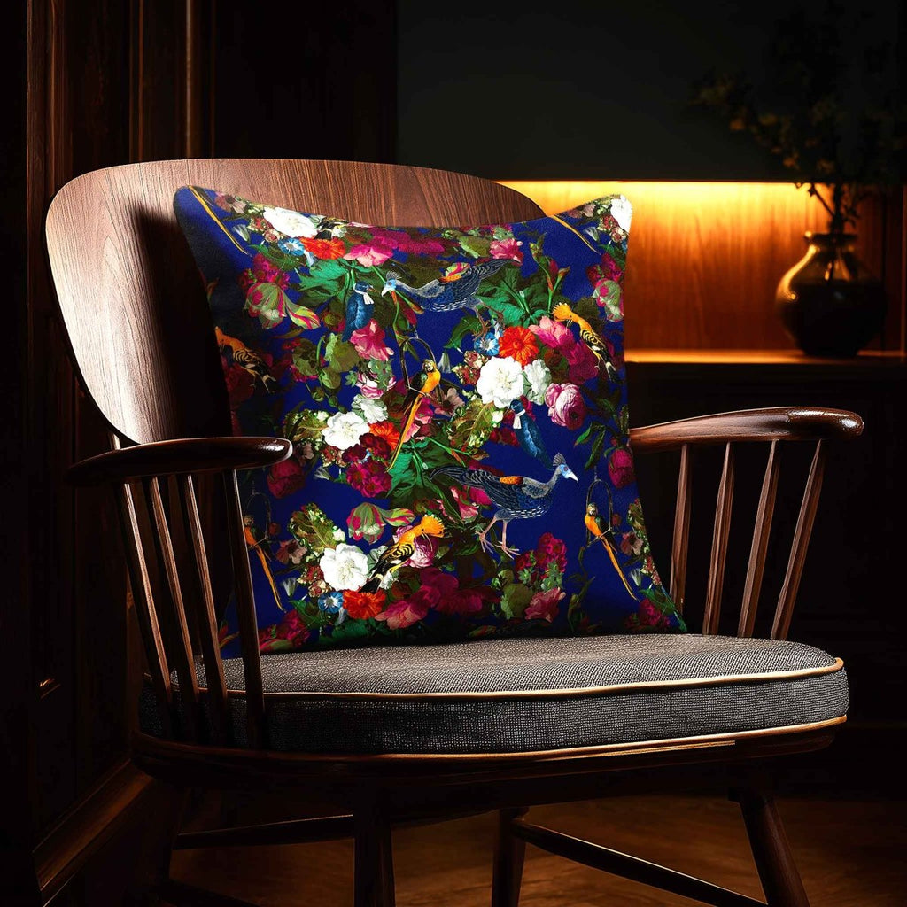 Manor House Garden | Sustainable Velvet Cushion - Midnight 40 x 40 cm Smooth by Izabela Peters
