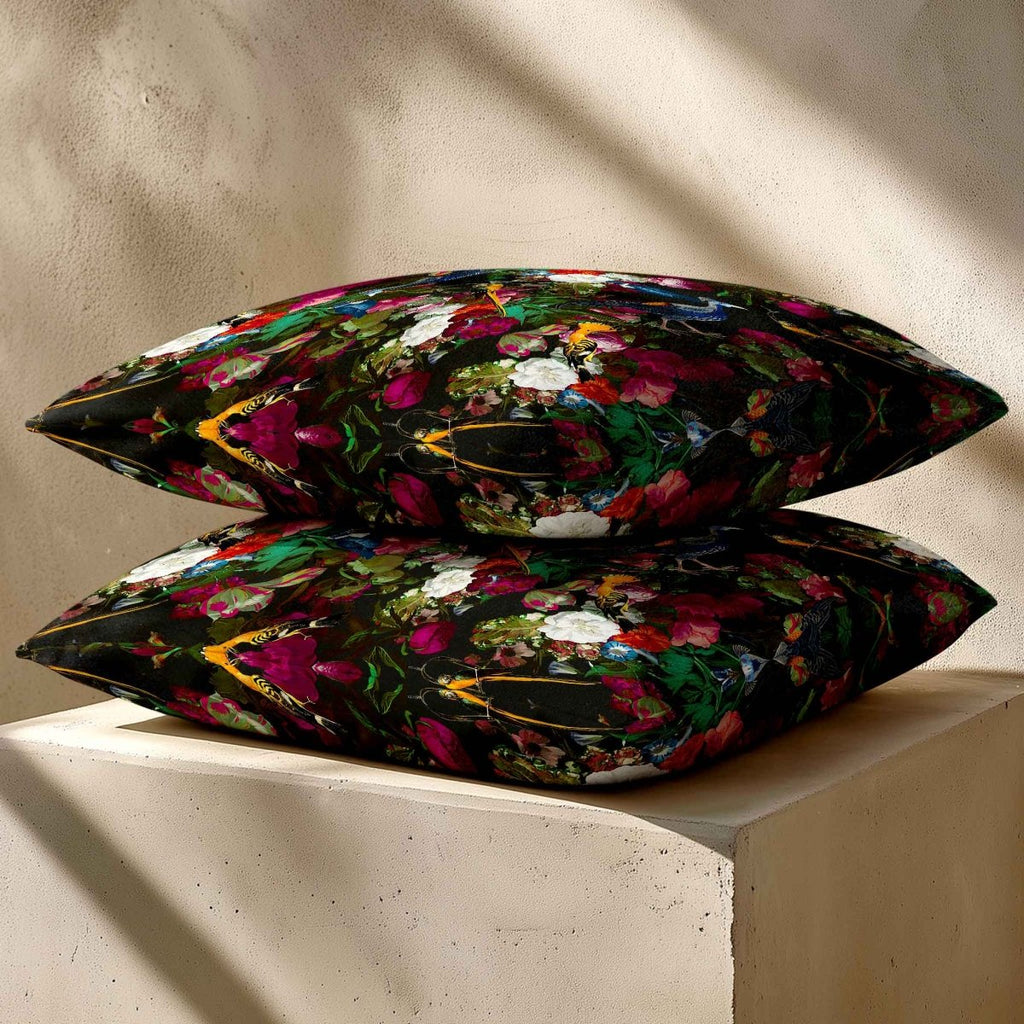 Manor House Garden | Sustainable Velvet Cushion - Charcoal 40 x 40 cm Smooth by Izabela Peters