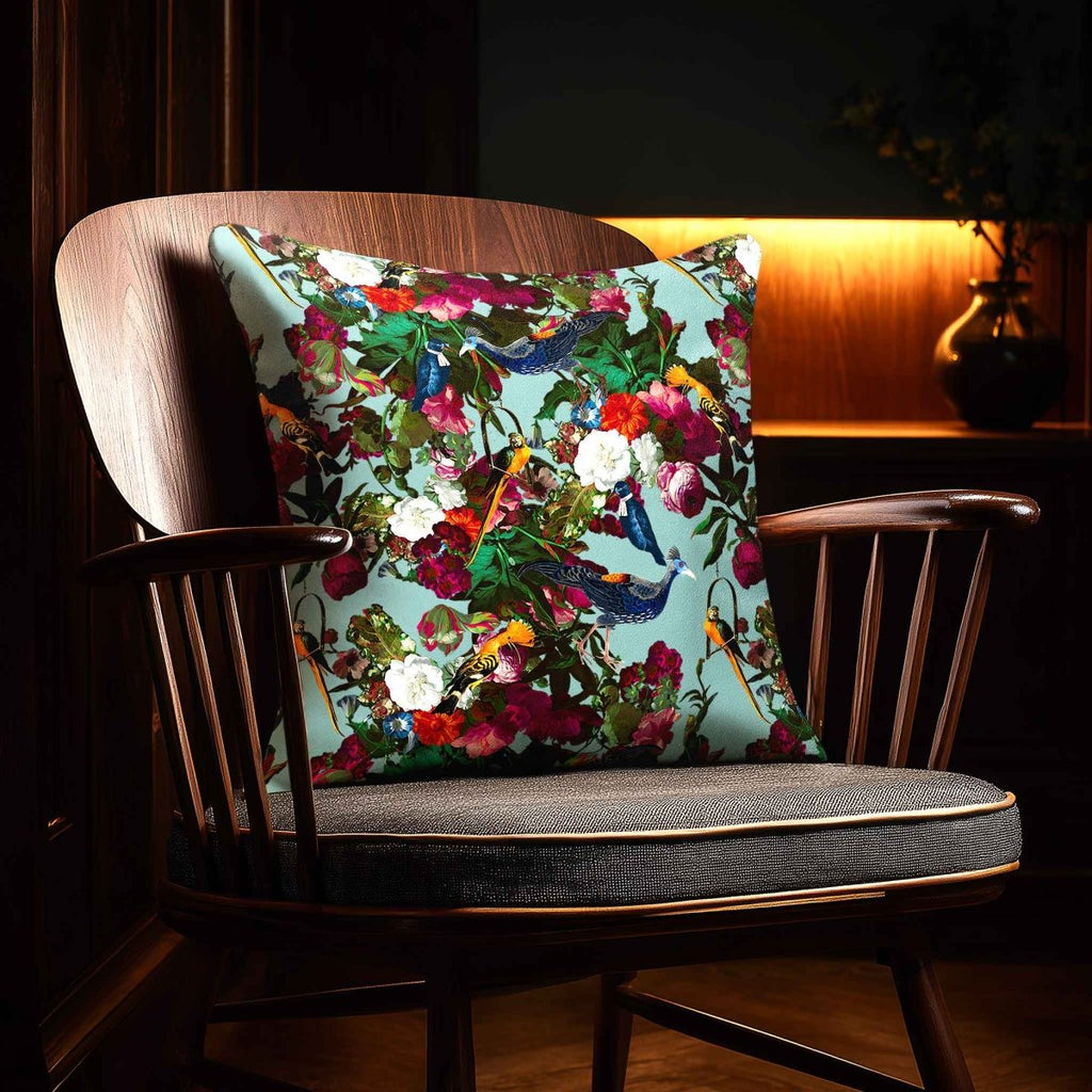 Manor House Garden | Sustainable Velvet Cushion - Blue Surf 40 x 40 cm Smooth by Izabela Peters